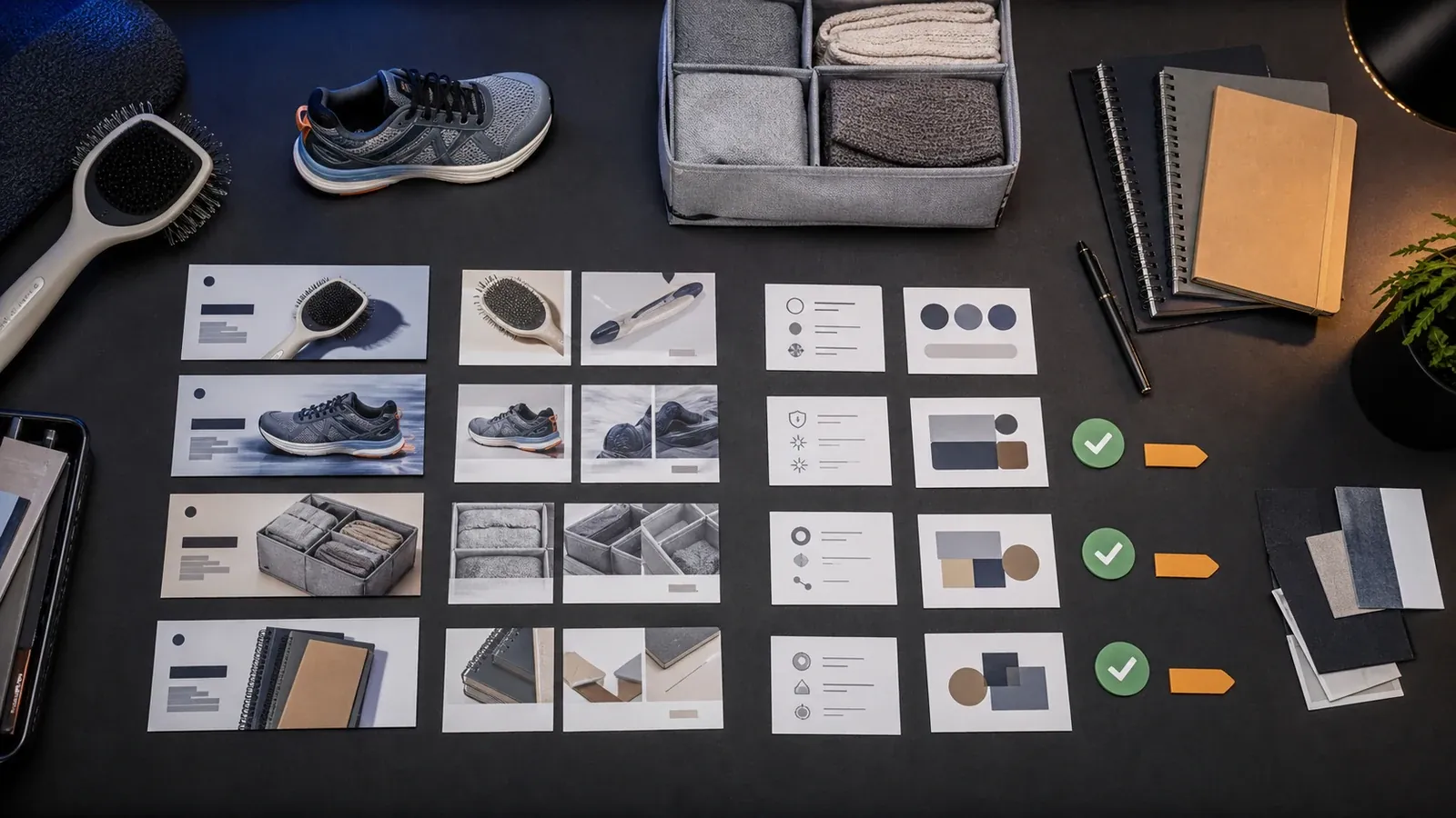 Review checklist for AI-generated ecommerce product photos checking product accuracy, color, materials, scale, and marketplace fit.
