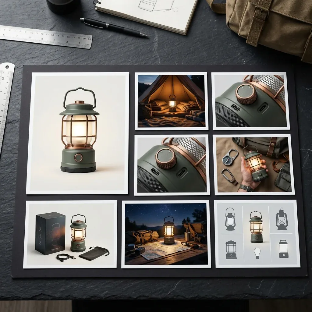 Main product image compared with supporting marketplace listing images.